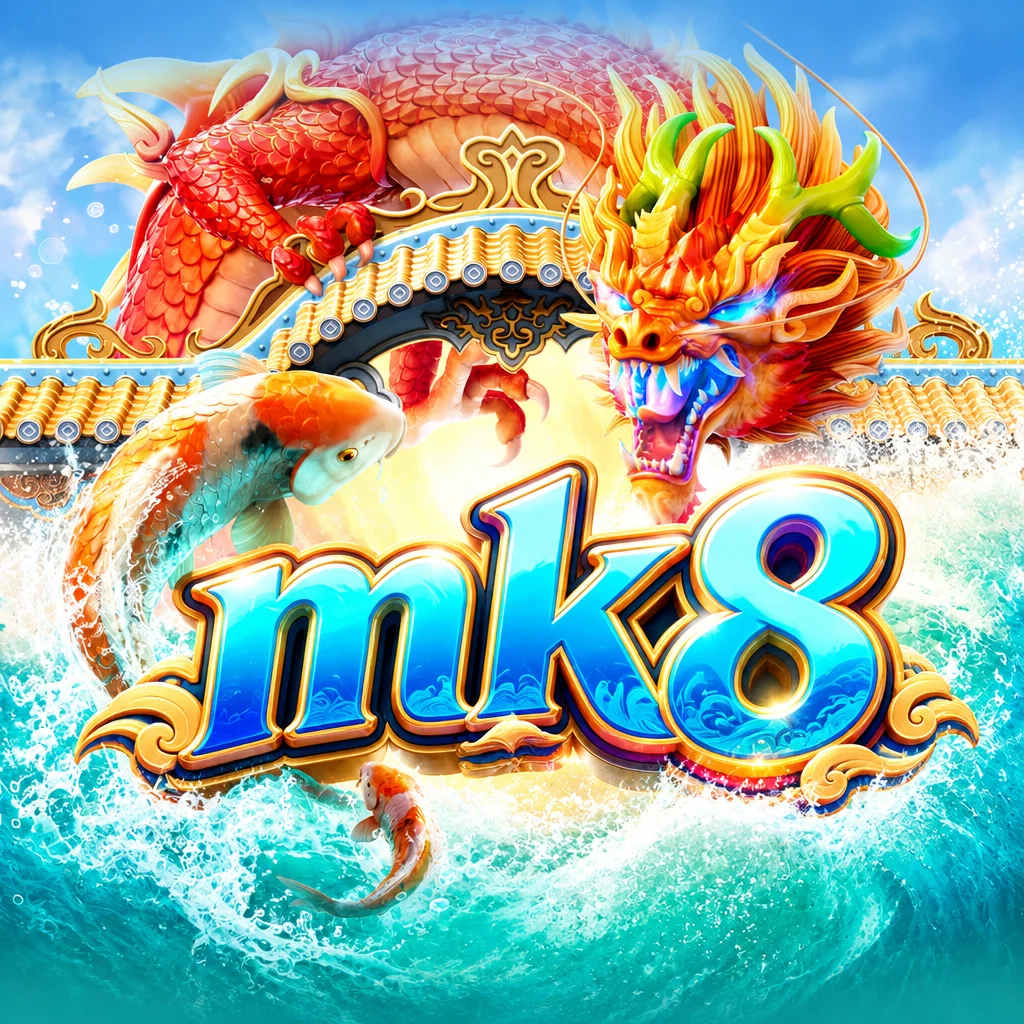 โลโก้ mk8 บนภาพสระบัวและมังกรในเกม Dragon Legend
